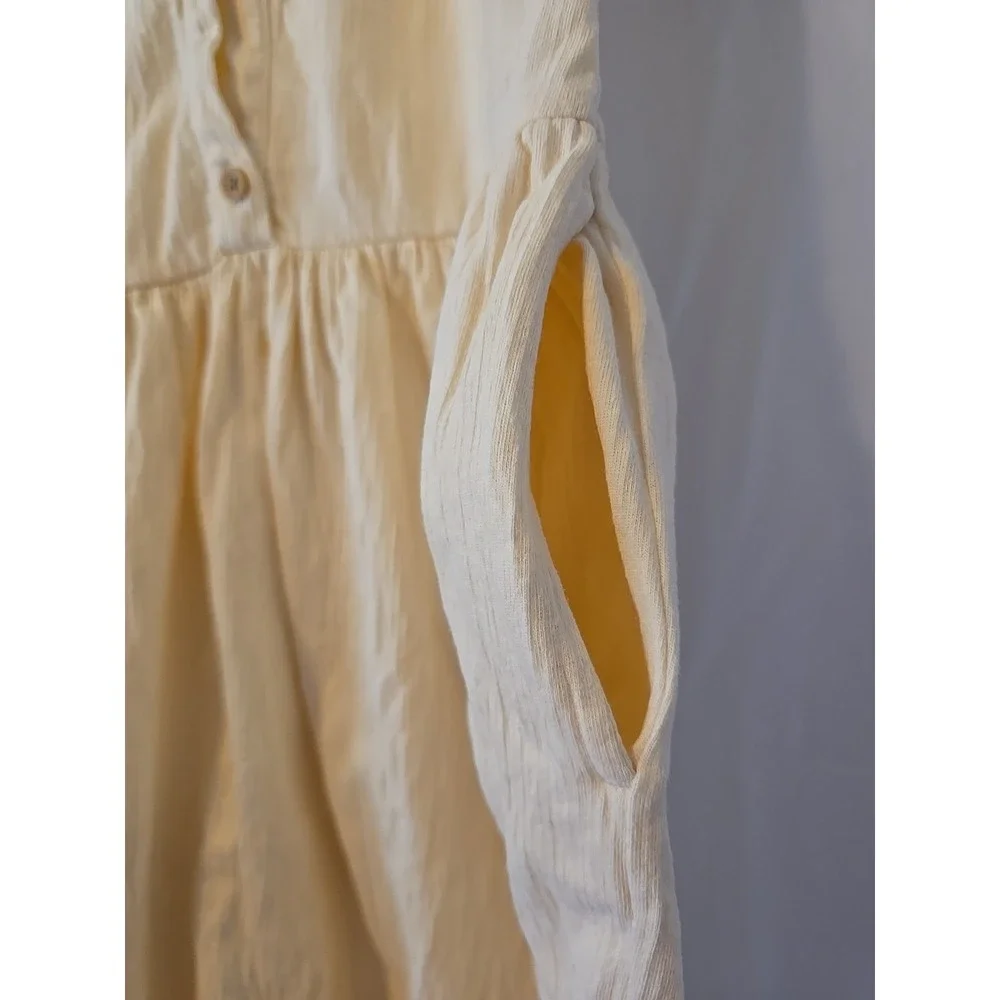 Cat & Jack Girls' Short Sleeve Dress With Buttons Pale Yellow Size XL Kids 14